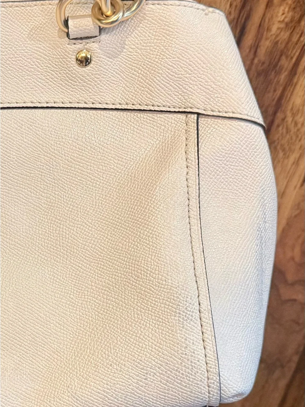 Coach Christie Carryall Ivory Crossgrain Leather Satchel Crossbody